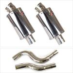 Lextek OP4 Polished Twin Silencers with S/Steel Link Pipe For KTM 990 Adventure 2006 - 2012