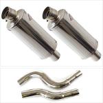 Lextek OP5 Polished Twin Silencers with S/Steel Link Pipe For KTM 990 Adventure 2006 - 2012