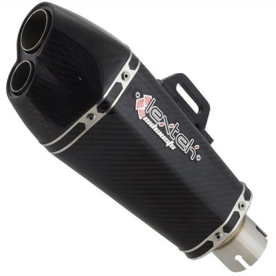 Honda CBF125 2008 to 2016 Lextek S/Steel Exhaust System with XP13C Twin Outlet Carbon Silencer / End Can